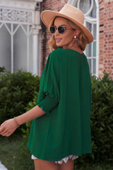 Aubriella Round Neck Dolman Sleeve Textured Blouse