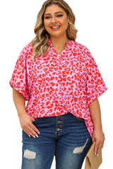 Ingrid Plus Size Printed Notched Neck Half Sleeve Top