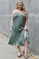 Ariana Full Size Satin Midi Slit Dress