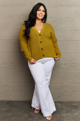 Zenana Full Size Button Down Cardigan in Chartreuse