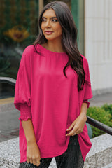 Aubriella Round Neck Dolman Sleeve Textured Blouse