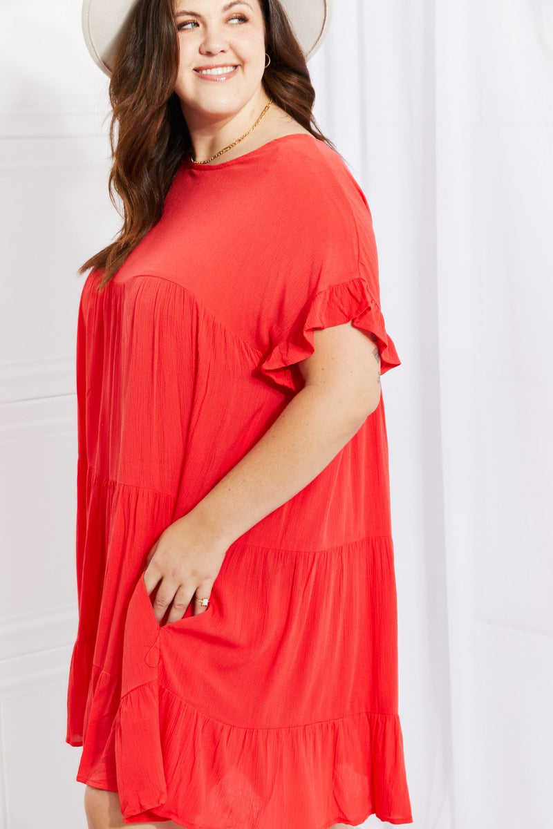 Tessa Full Size Tulip Fields Tiered Midi Dress