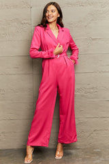 Gemma Collar Long Sleeve Jumpsuit