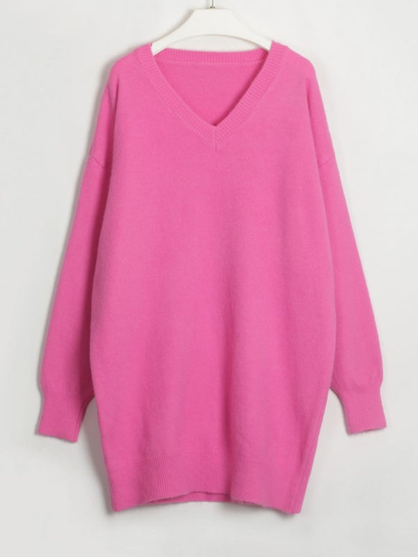 Miracle V-Neck Dropped Shoulder Sweater Dress