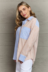Elizabeth Striped Multicolored Button Down Top