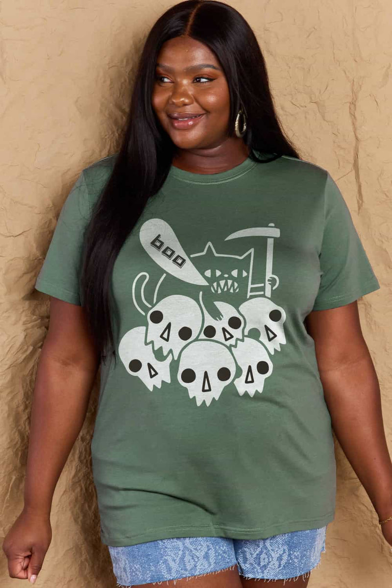 Priscilla Full Size Graphic BOO Cotton T-Shirt