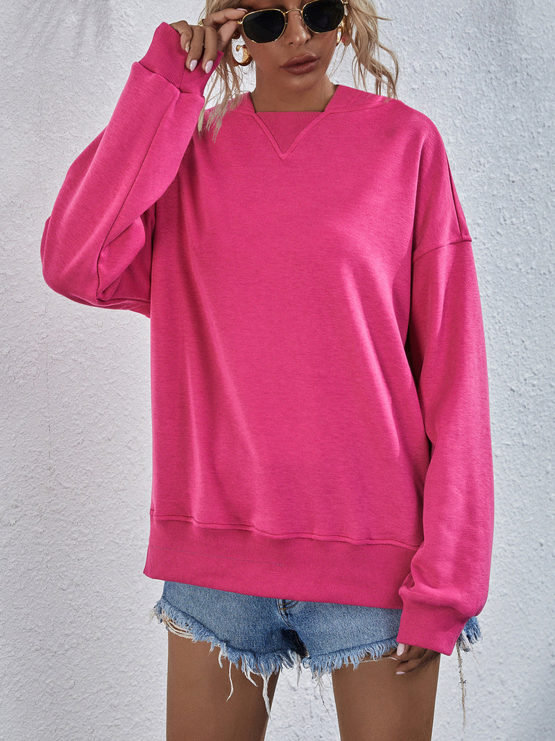 Viola Dropped Shoulder Slit Hoodie