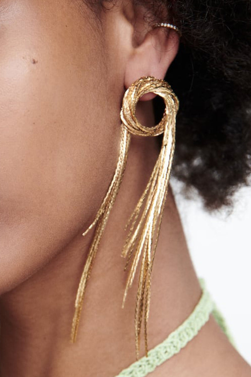 Raelyn Round Shape Fringed Copper Earrings
