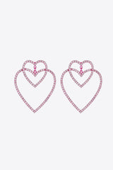 Jacqueline Glass Stone Decor Heart Copper Earrings