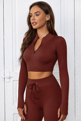 Arleth Half-Zip Thumbhole Sleeve Sports Top