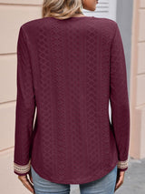 Shiloh V-Neck Eyelet Long Sleeve Top