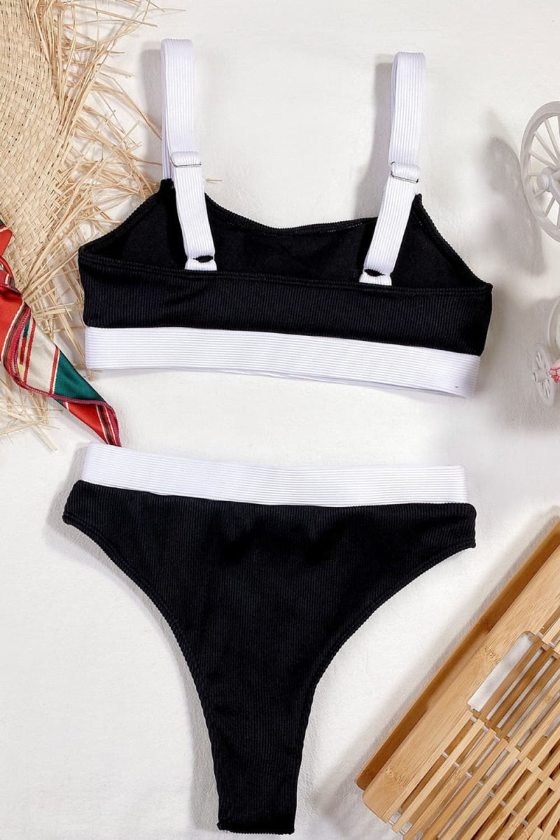 Leona Color Block Scoop Neck Bikini Set