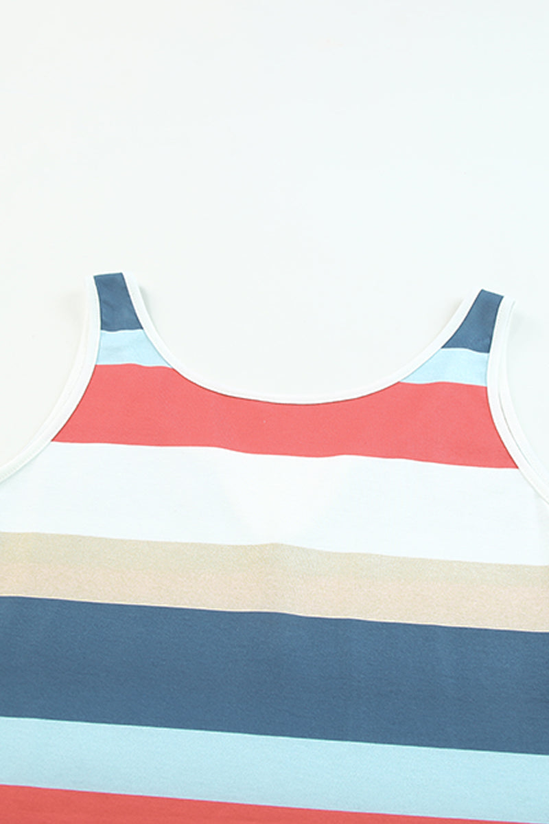 Zahra Striped Notched Neck Tank