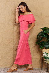 Adora Full Size Off-Shoulder Jumpsuit with Pockets