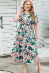 Mallory Plus Size Floral Short Sleeve Round Neck Dress