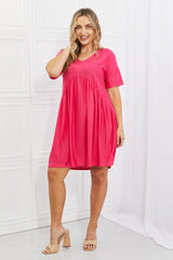 Veronica Swiss Dot Casual Dress in Fuchsia