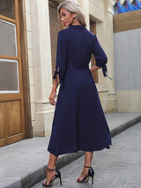 Blakely Collared Neck Tie Detail Sleeve Button-Up Dress