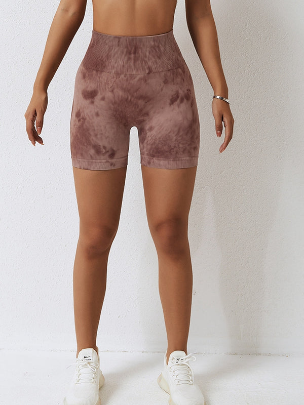 Jocelyn Tie Dye Wide Waistband Slim Fit Sports Shorts