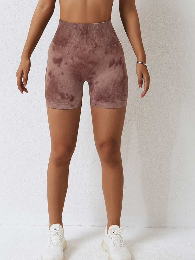 Jocelyn Tie Dye Wide Waistband Slim Fit Sports Shorts