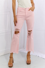 Elia Full Size Distressed Ankle Flare Jeans