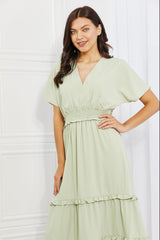 Ruby Sleeve Maxi Dress in Honeydew