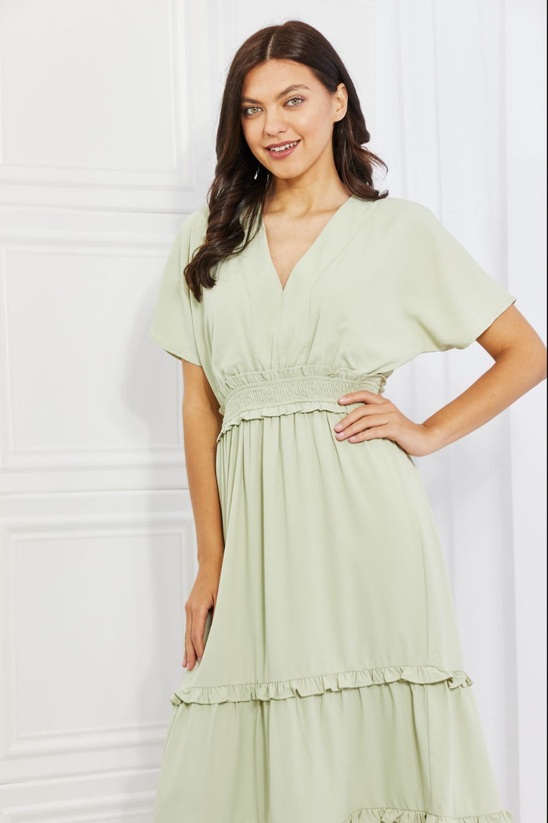Ruby Sleeve Maxi Dress in Honeydew