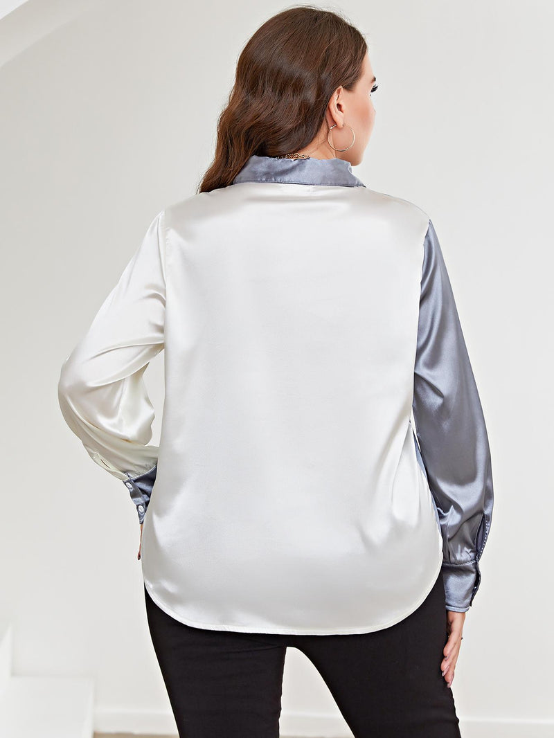 Briella Plus Size Two-Tone Long Sleeve Shirt