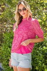 Bronwyn Scalloped Short Puff Sleeve Top