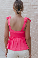 Genevieve Tie Shoulder Babydoll Tank