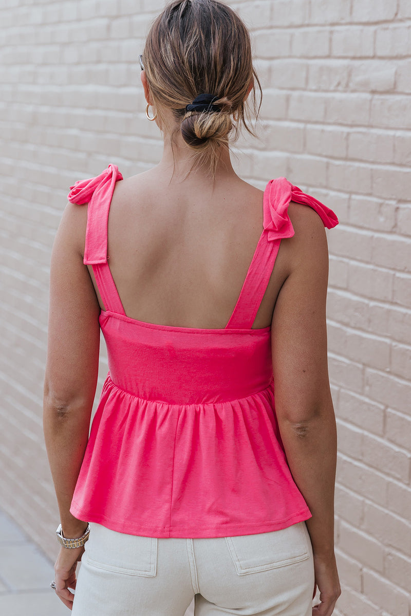 Genevieve Tie Shoulder Babydoll Tank