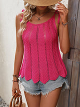 Persephone Openwork Scoop Neck Sleeveless Tank