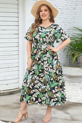 Mallory Plus Size Floral Short Sleeve Round Neck Dress