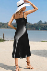 Zendaya Spaghetti Strap Satin Midi Dress