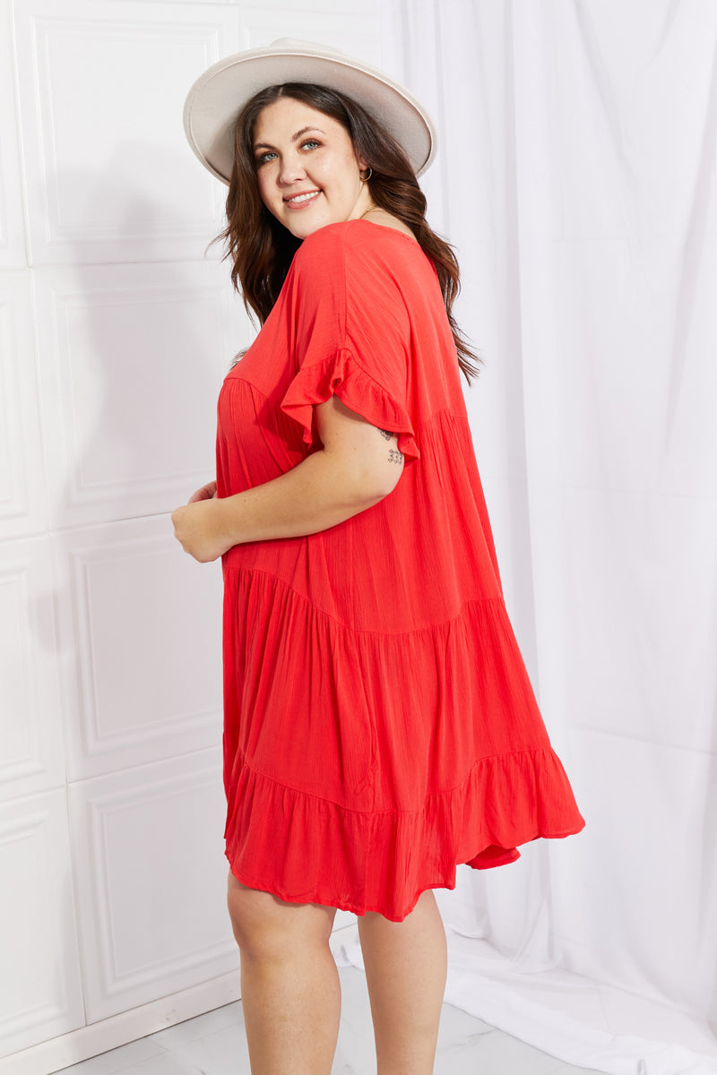 Tessa Full Size Tulip Fields Tiered Midi Dress