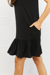 Nova Full Size Ruffle Mini Dress in Black