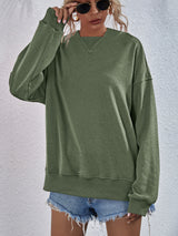 Viola Dropped Shoulder Slit Hoodie