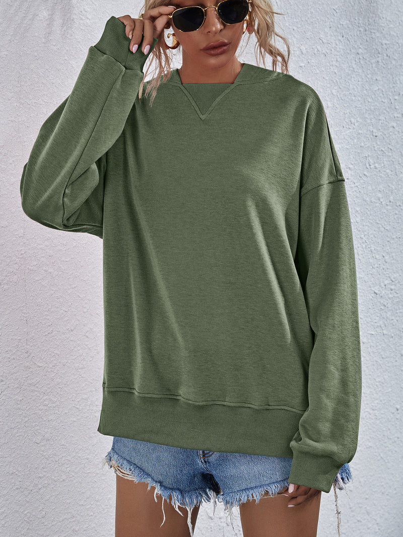 Viola Dropped Shoulder Slit Hoodie