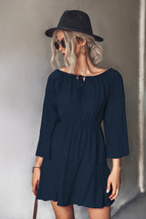Irene Tie Neck Flare Sleeve Mini Dress