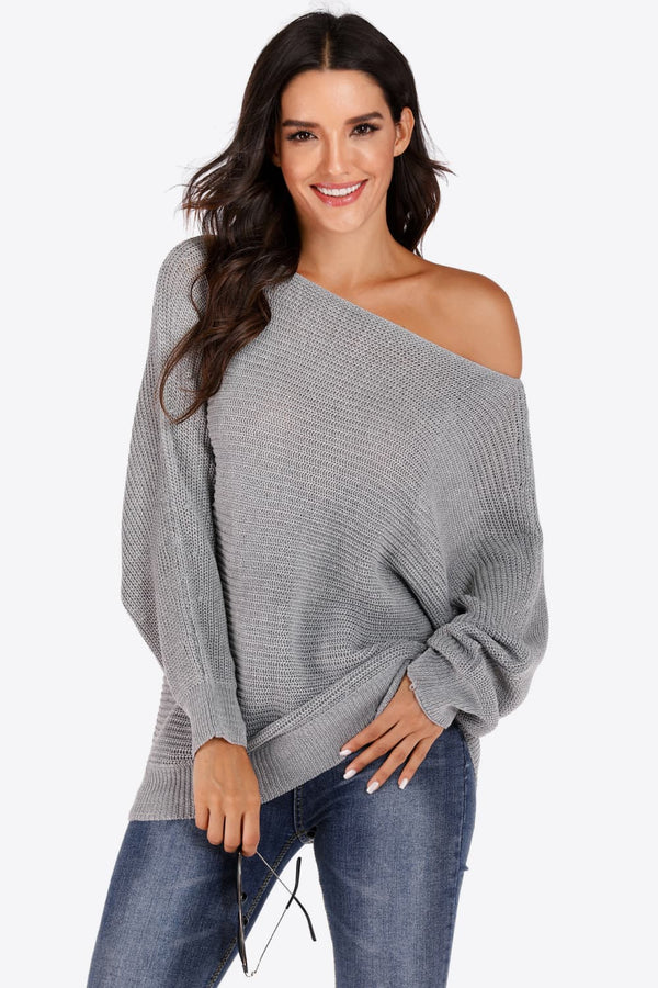 Amoura One Shoulder Dolman Sleeve Sweater