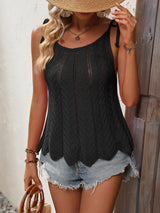 Persephone Openwork Scoop Neck Sleeveless Tank