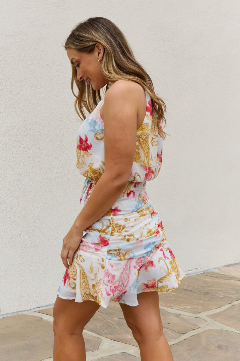 Azalea Full Size Floral Print Halter Woven Dress