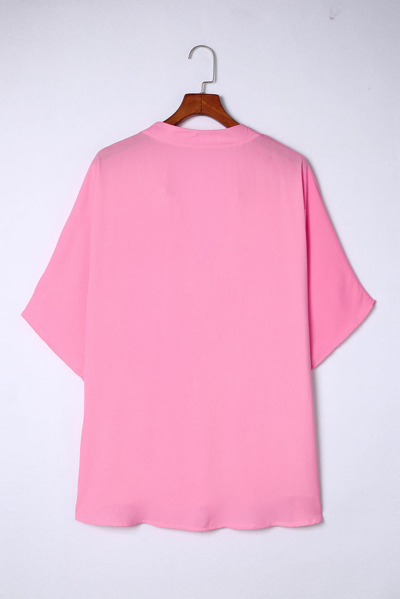 Rosalia Plus Size Notched Neck Half Sleeve Blouse