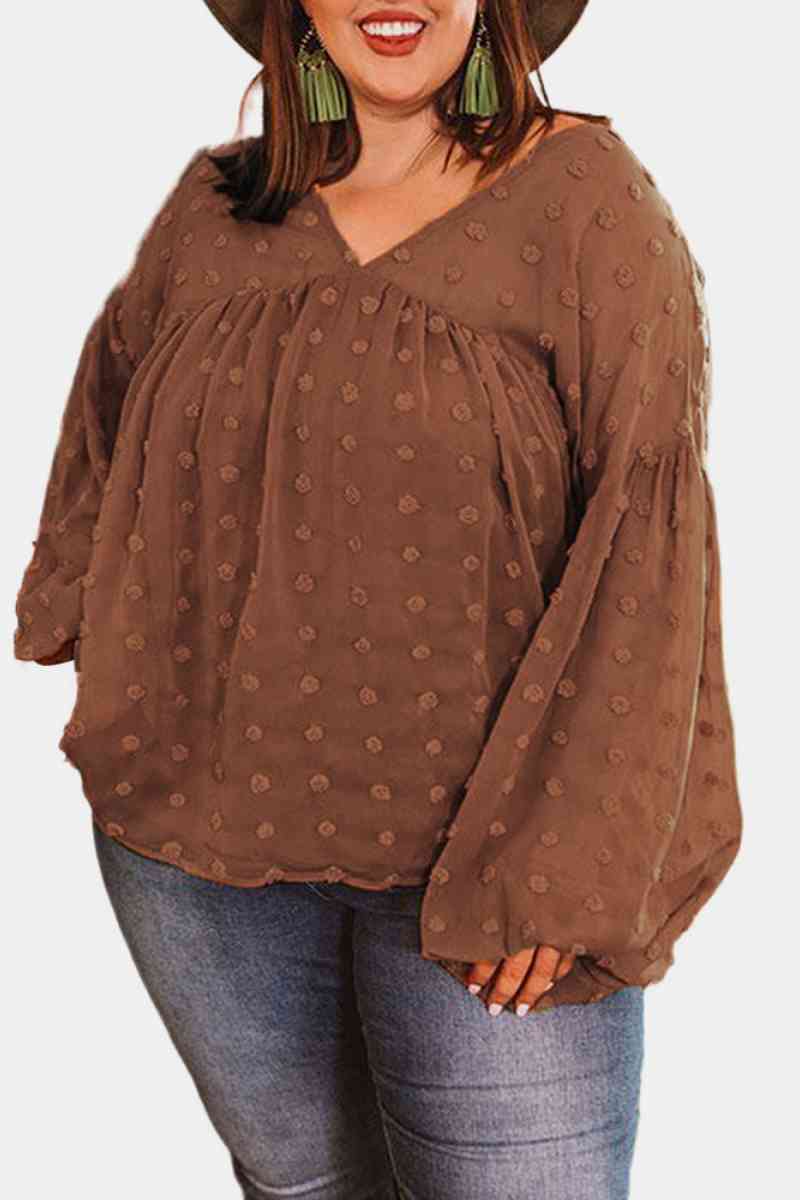 Luciana Plus Swiss Dot Babydoll Blouse
