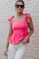 Genevieve Tie Shoulder Babydoll Tank
