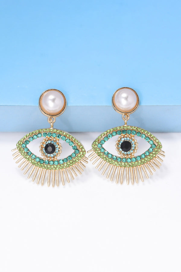 Maureen Evil Eye Shape Rhinestone Zinc Alloy Synthetic Dangle Earrings