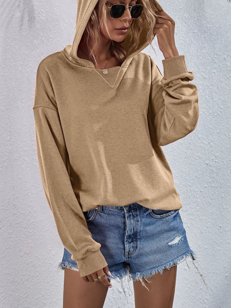 Viola Dropped Shoulder Slit Hoodie