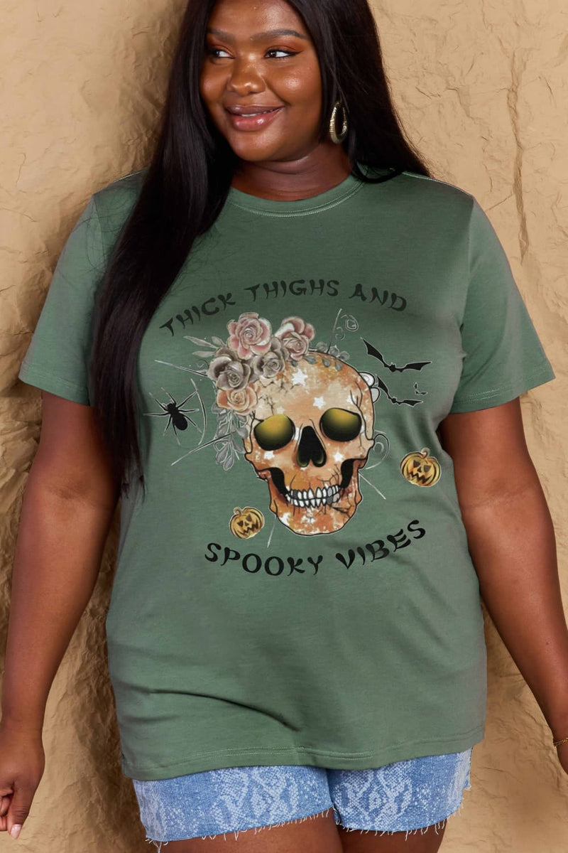 Adrianna Full Size THICK THIGHS AND SPOOKY VIBES Graphic Cotton T-Shirt