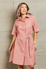 Holly Half Sleeve Collared Dress with Pockets