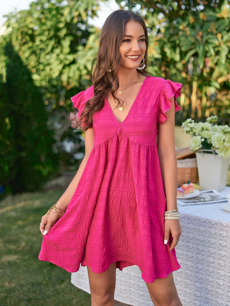 Candace V-Neck Flutter Sleeve Dress