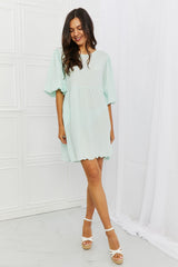 Minerva Full Size Puff Sleeve Mini Dress